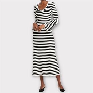 A New Day Black & White Long Sleeve Dress, Medium